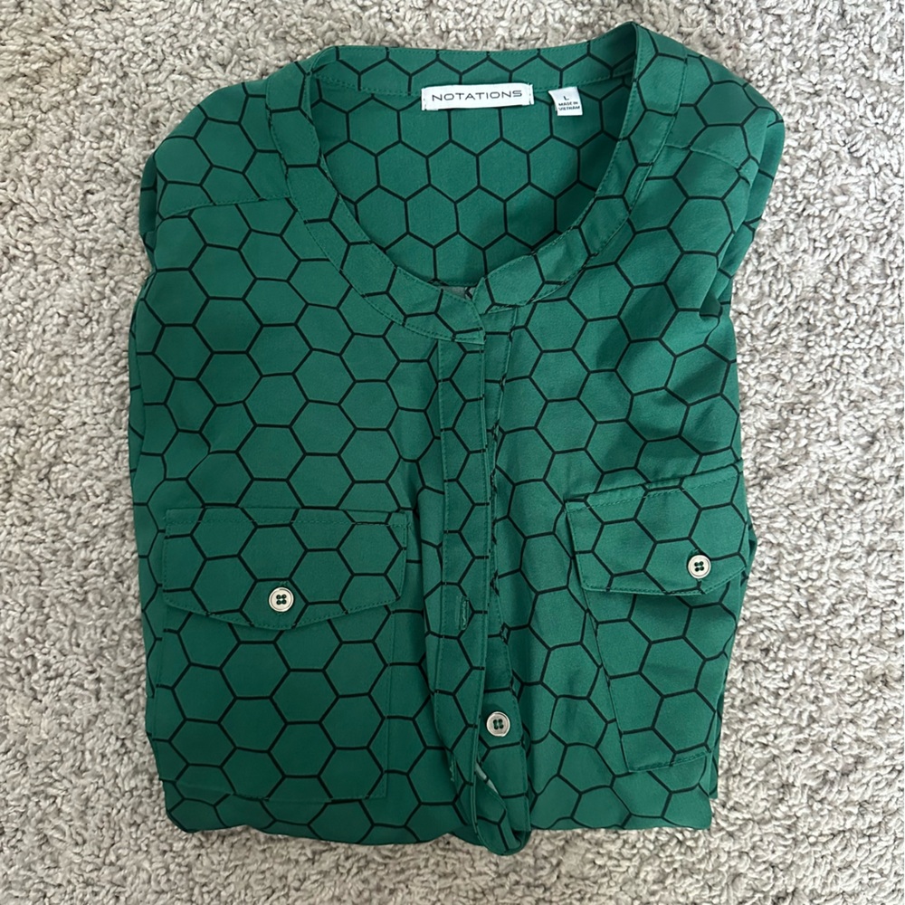 Notations Emerald Geometric Blouse